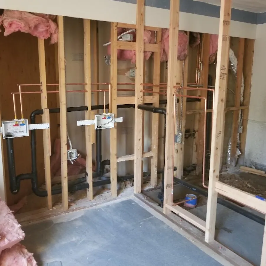Copper pipe rough-in and plumbing installation in Wright